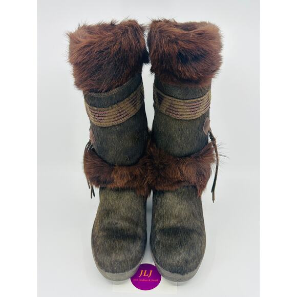 Tecnica Skandia Women's Vintage Brown Goat Fur Apres Ski Winter Boots Size 36 - Picture 3 of 12